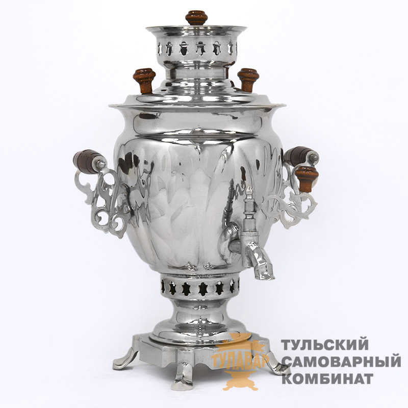 Самовар жаровой формы жёлудь, 2 литра, никелированный