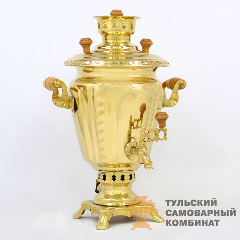Самовар «Русская краса» на дровах, 3 литра, латунь