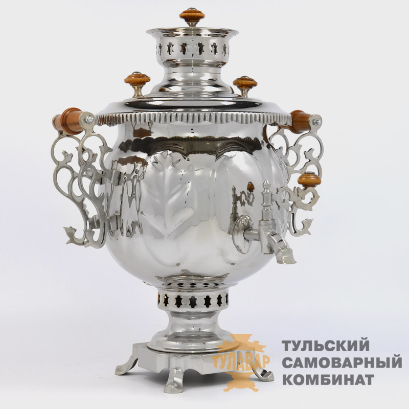 Самовар «Шар» комбинированный (электрический-жаровой), 4,5 литра, никелированный