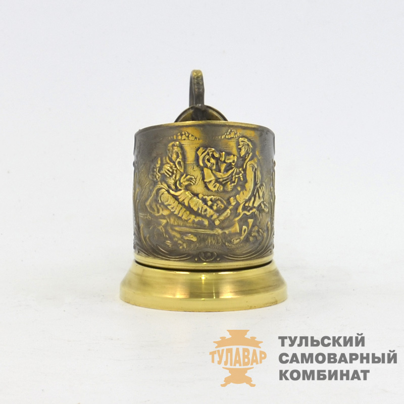 «Охотники на привале» подстаканник, латунь