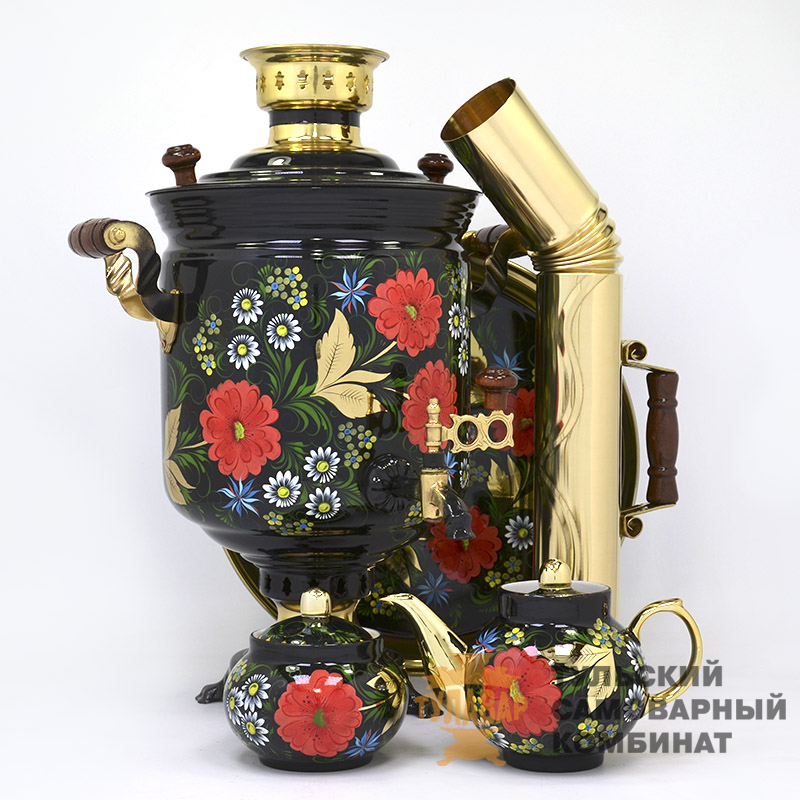 Набор расписной «Космея на черном», жаровой, 7л