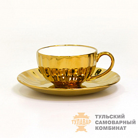 Чайная пара из фарфора под золото