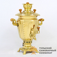 Самовар «Русская краса» <br/>жаровой, 3л, латунный...