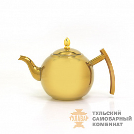 Чайник из нержавеющей стали 1л под золото, круглый
