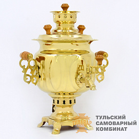 Самовар «Овал» на дровах, 3 литра, латунь