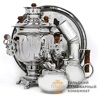 Самовар «Овал» <br/>жаровой, 3л, никелированный...