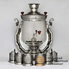 Набор «Юбилейный» жаровой самовар, никелированный, 7 литров